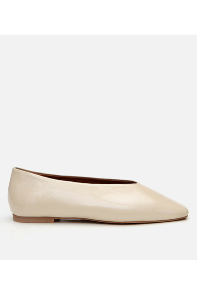 Hotiç Women's Patent Leather Ecru Ballerinas