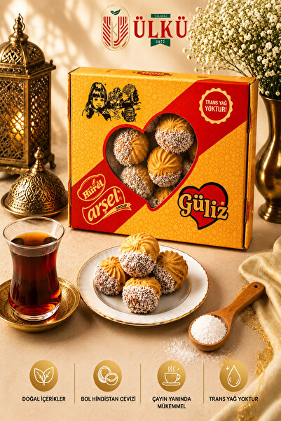 Yılmaz Ülkü (1 KG) Güliz Doğal Pancar Şekerli Sıkma Kurabiye Trans Yağsız Çay...