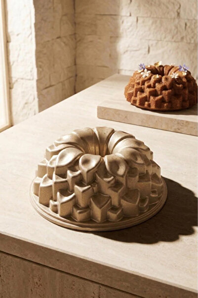 Perotti Blossom Bundt Beige 20. Yıl Özel Tasarım Alüminyum Döküm Kek Kalıbı 2...