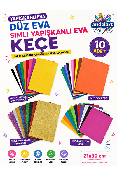 andelart 4 Lü Eva Seti(Keçe-s.yapışkanlı-yapışkanlı-düz)