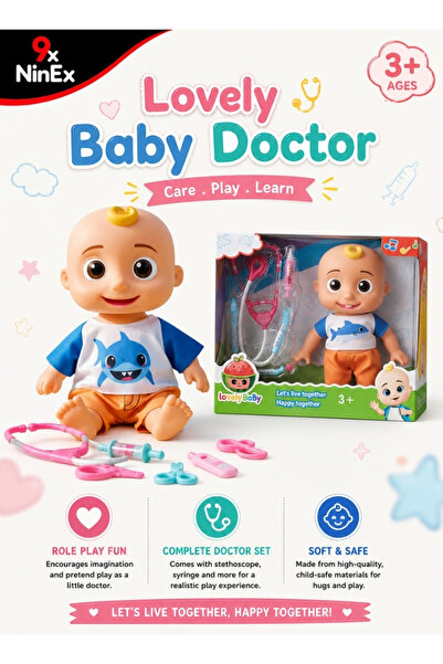 Premium Blue & Orange Baby Doll Medical Playset with Tools Sound Effects & Ca...