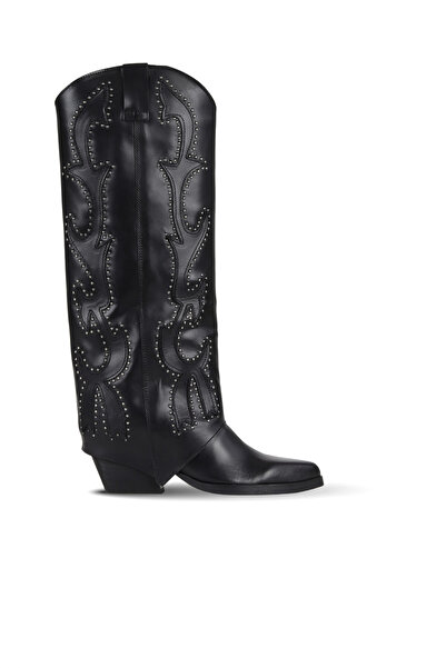 Bueno Shoes Black Leather Women's Heeled Boots 39Wc6036