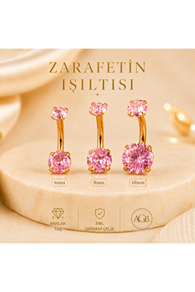 AGB "AGB" Parıltı Mor Taşlı 316L Cerrahi Çelik "single", "lower", "double" Gö...