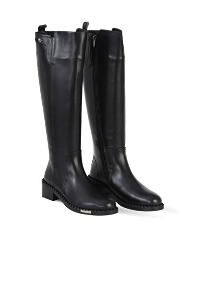 Bueno Shoes Black Leather Women's Heeled Boots 33Wc34015