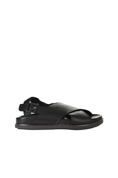 Bueno Shoes Black Leather Women Sandals 01Wu5815