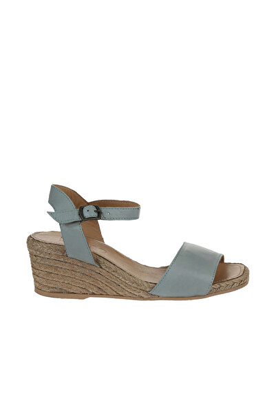 Bueno Shoes Sandale cu toc cu pană pentru femei din piele turcoaz 01ws10304