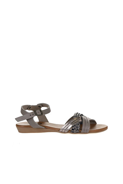 Bueno Shoes Sandale plate pentru femei din piele multi gri 01wu7442