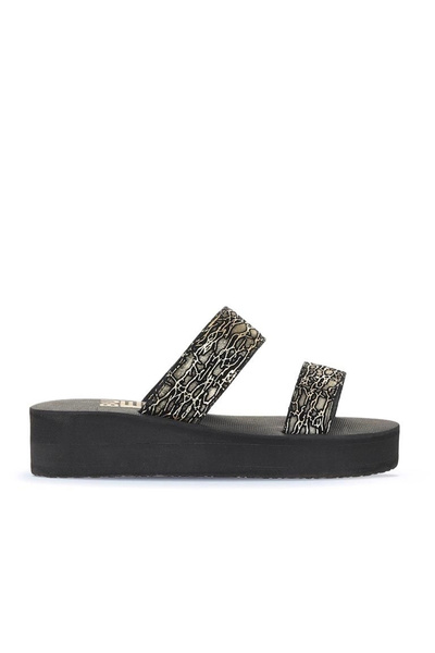 Bueno Shoes Crne zlatne ženske papuče na tankoj peti 26wt752050