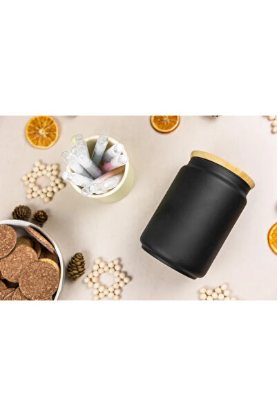 IKEA 2 Adet Bambu Kapaklı Çay Kahve Şeker Kavanozu Çok Amaçlı Hobi Kavanozu C...