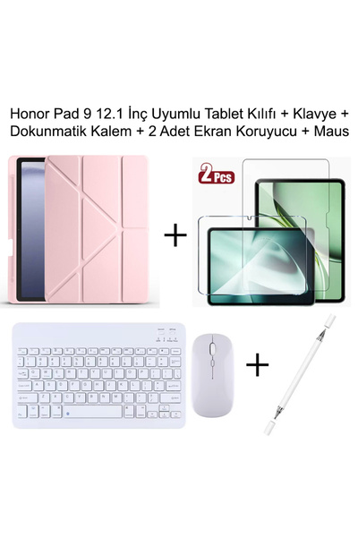 Yesnıce Honor Pad 9 12.1 İnç Uyumlu Standlı Kılıf Ve Dokunmatik Kalem Ve Klav...