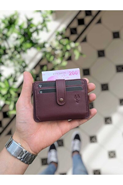 VİSSO 8600 Hakiki Deri Çıtçıtlı Kartlık Akordeon Kimlik Bölmeli Kişiye Özel B...
