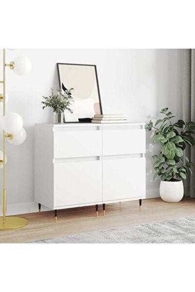 Concept Servante, 2 buc., alb, 40x35x70 cm, lemn prelucrat