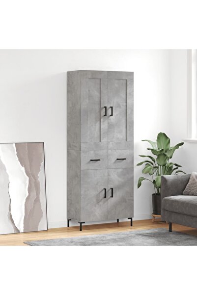 Concept Dulap înalt, gri beton, 69,5x34x180, lemn compozit
