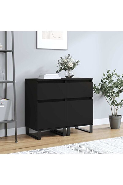 Concept Servante, 2 buc., negru, 40x35x70 cm, lemn prelucrat