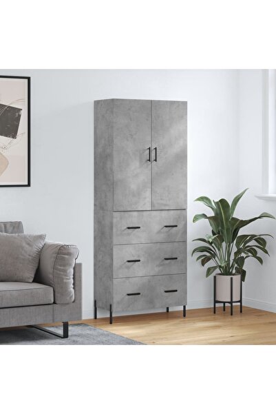 Concept Dulap înalt, gri beton, 69,5x34x180, lemn compozit