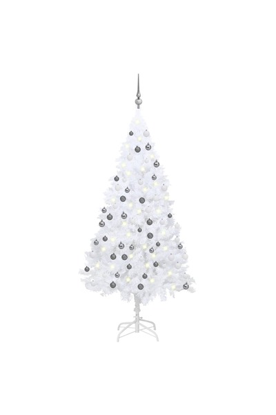 Concept Set brad de Crăciun artificial LED-uri/globuri alb 180 cm PVC