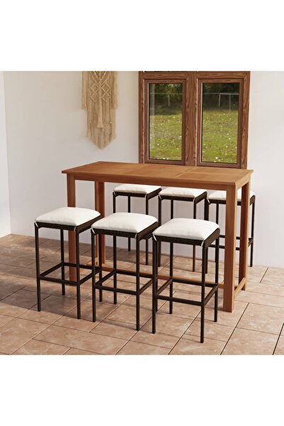 Concept Set mobilier de bar de grădină cu perne, 7 piese, maro