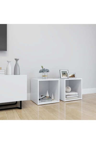Concept Comode TV, 2 buc., alb, 37x35x37 cm, PAL