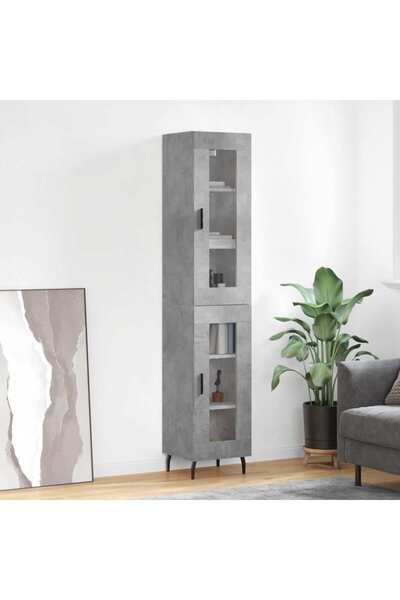 Concept Dulap înalt, gri beton, 34,5x34x180 cm, lemn prelucrat