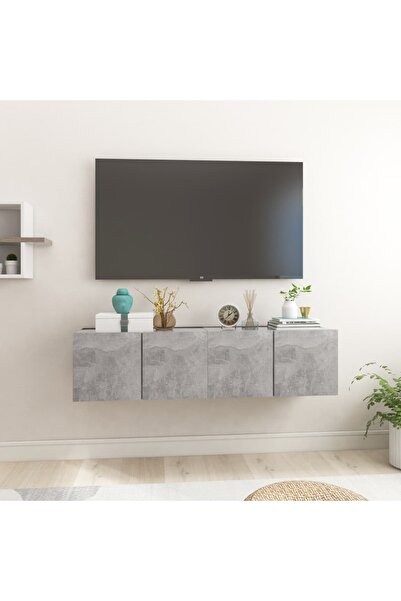 Concept Dulapuri TV suspendate, 2 buc., gri beton, 60x30x30 cm