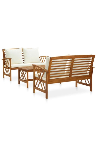 Concept Set mobilier grădină cu perne, 3 piese, lemn masiv de acacia