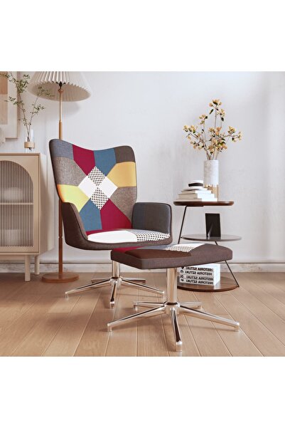 Concept Scaun de relaxare cu taburet, textil, petice