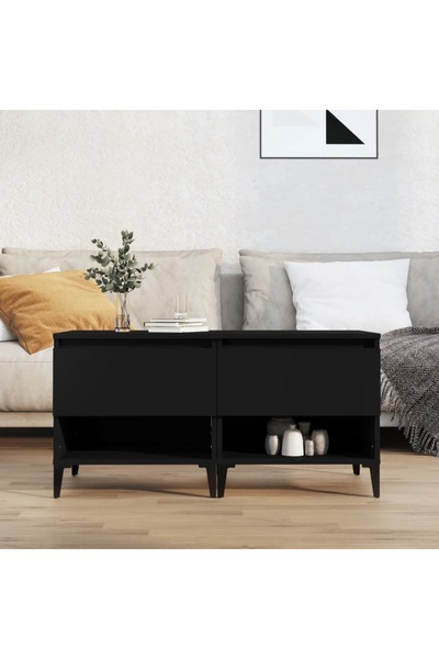 Concept Mese laterale, 2 buc., negru, 50x46x50 cm, lemn compozit