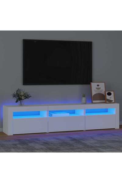 Concept Comodă TV cu lumini LED, alb, 180x35x40 cm