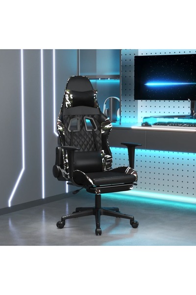 Concept Scaun de gaming masaj/suport picioare negru/Camuflaj piele