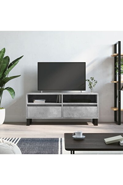 Concept Comodă TV, gri beton, 100x34,5x44,5 cm, lemn prelucrat