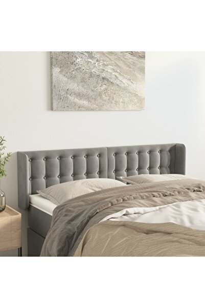 Concept Tăblie de pat cu aripioare gri deschis 147x16x78/88 cm catifea