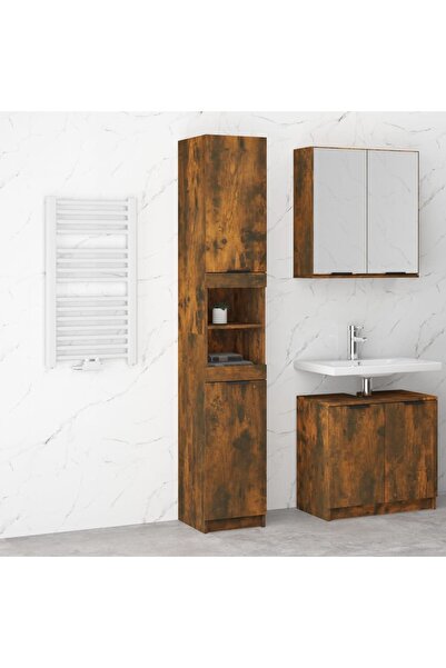 Concept Dulap de baie, stejar fumuriu, 32x34x188,5 cm, lemn prelucrat