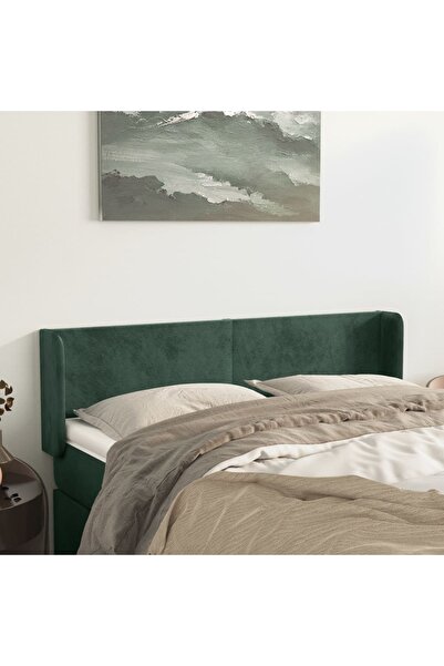 Concept Tăblie de pat cu aripioare verde închis 147x16x78/88 cm catifea