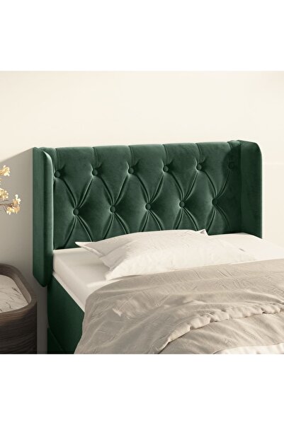 Concept Tăblie pat cu aripioare verde închis 83x16x78/88 cm catifea