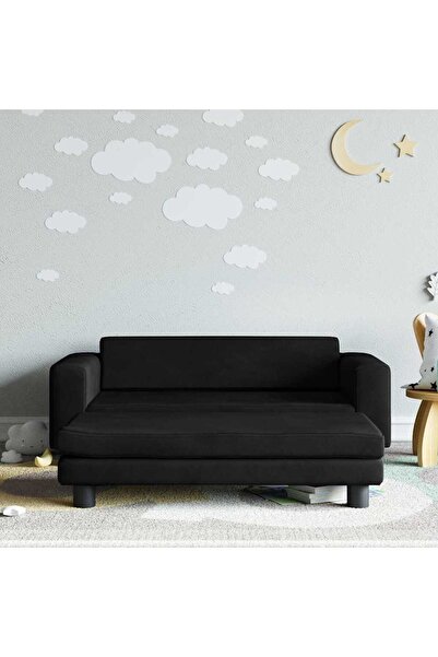 Concept Canapea pentru copii cu taburet negru 100x50x30 cm catifea
