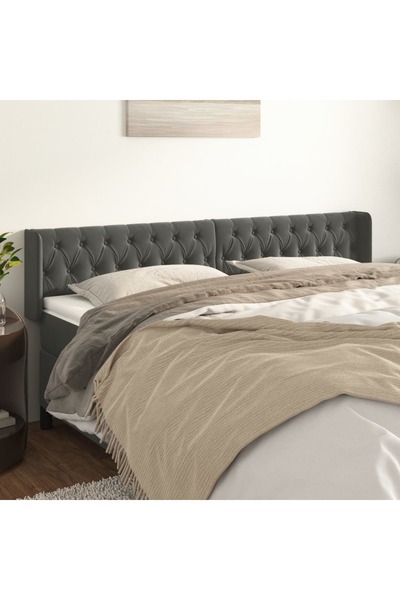 Concept Tăblie de pat cu aripioare gri închis 183x16x78/88 cm catifea