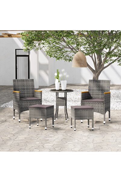 Concept Set scaune de grădină , 5 piese, gri, poliratan