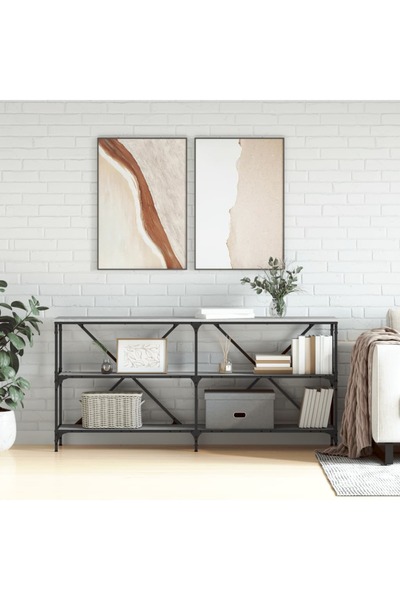 Concept Masă consolă, gri sonoma, 160x30x75 cm, lemn prelucrat și fier