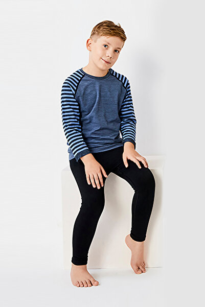 THERMOFORM Ultimate Merino Kids Seamless Striped Thermal Long Sleeve Underwea...