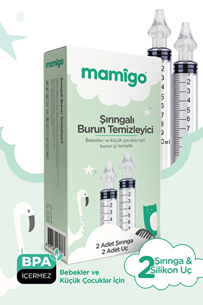 Mamigo Bebek Burun Yıkama Enjektörü 2'li Nazal Aspiratör Şırınga Temizleme Ap...