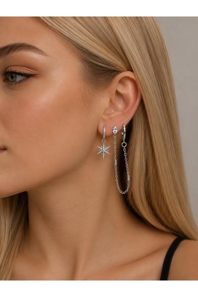 BALVORA VENTO Women's Steel Multi Earring Set