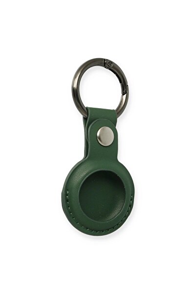 ALVERA COLLECTION Airtag Keychain Leather Case - Dark Green