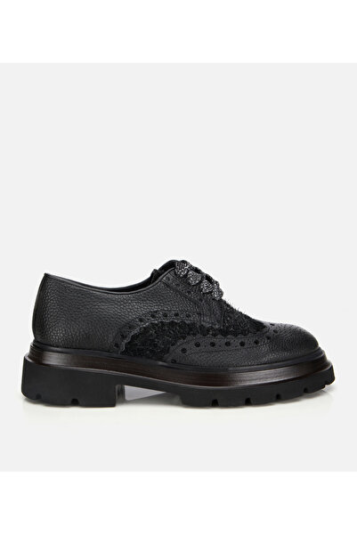 Hotiç Men's Leather Black Distressed High-Sole Casual Shoes