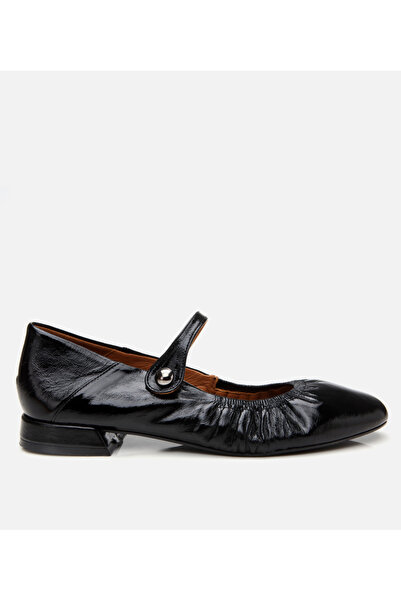 Hotiç Women's Leather Black Mary Jane Buckle Ballerinas