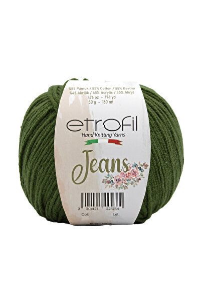 Etrofil Pređa za pletenje farmerki, zelena, 55% pamuk, 45% akril, 50g, 160m (...