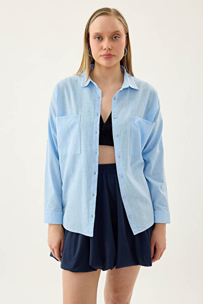 Vitrin Basic Oversize Front Pocket Shirt
