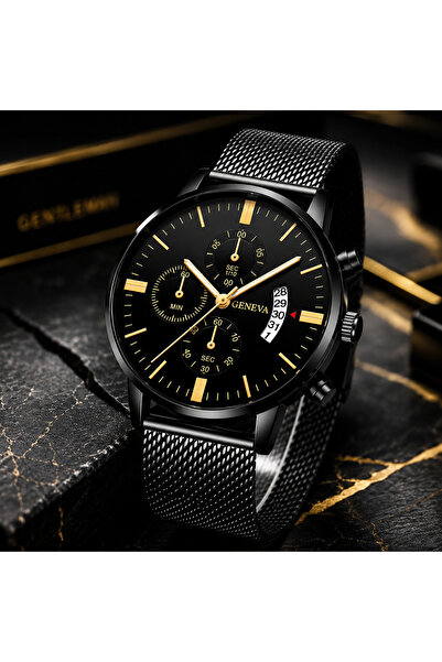 Geneva Ceas Bărbați Premium Black Gold | Elegant & Modern | Cadoul Perfect pe...