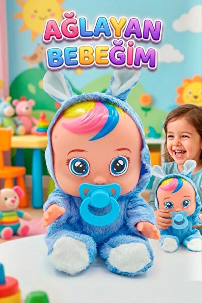 Crying and Talking Meat Baby Interactive Doll with Pacifier and Baby Bottle in Blue Costume