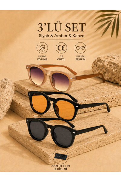 WATCHOFROYAL Triple Set Re2303 Rose-Black-Black-Black Orange Sunglasses
