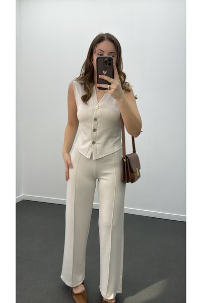 Narferita Nireya Modal Vest and Trousers Set with Gold Buttons